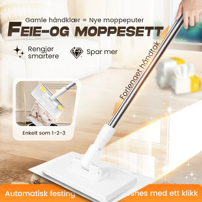 🔥Siste dags salg 50% rabatt🔥Engangsstøvmopp med 4 gjenbrukbare kluter