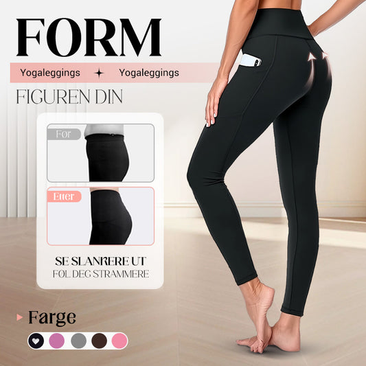 Høytlivete yogaleggings med rumpeløft, magekontroll og sidelomme