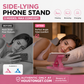 ⏳ Tidsbegrenset tilbud⏰ Ergonomisk mobilholder for sideliggende bruk – justerbar bordholder i 3 vinkler, stabil håndfri støtte til seng, sofa og skrivebord