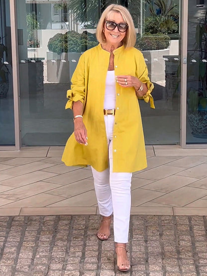 ✨Solid Color Long Cotton Shirt Jackets FOR Women