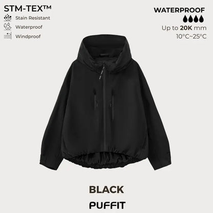🧥 Hetter med bred brem 💧 Kort regnjakke i oversized passform med boblekant, justerbare mansjetter