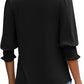 Avslappet bluse for kvinner med 3/4-ermer og smockmansjetter