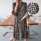 Uformell kjole med knapp foran med leopardtrykk