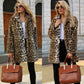 ❄️Winter Specials❄️Women Motefrakk med leopardmønster i varm fuskpels i mellomlang lengde