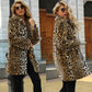 ❄️Winter Specials❄️Women Motefrakk med leopardmønster i varm fuskpels i mellomlang lengde