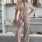 Jumpsuit med Knapp og Midjebånd for Kvinner