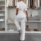 Jumpsuit med Knapp og Midjebånd for Kvinner