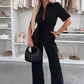 Jumpsuit med Knapp og Midjebånd for Kvinner
