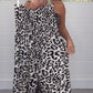 Løstsittende jumpsuit med leopardmønster for kvinner