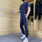 Herresett med høy stretch, kortermet topp og joggebukse med 2 stk.