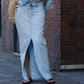 💕Ny 50% rabatt Hot Sale💕Diagonal skuldertop for kvinner med lang skjørt i splittet denim