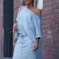 💕Ny 50% rabatt Hot Sale💕Diagonal skuldertop for kvinner med lang skjørt i splittet denim