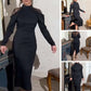 🎁Varmt salg 50 % rabatt⏳Elegant midi-kjole med høyhalset blonderrygg for kvinner