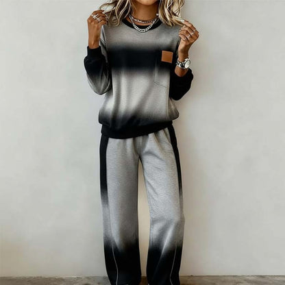 Casual topp og bukser med fargegradient for kvinner