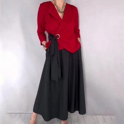 Stilig topp og ensfarget skjørt til kvinner, 2-delt sett