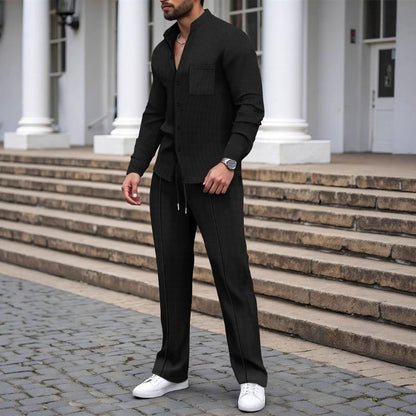 ⏳ Tidsbegrenset tilbud ⏰ Herre antrekk med vaffelmønster – 2-dels sett