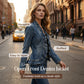 🧥 50 % RABATT NÅ! 🌸 Denimjakke for damer med volanger og åpen front – Lett og feminin – Allsidig og stilig 👗