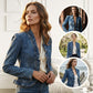 🧥 50 % RABATT NÅ! 🌸 Denimjakke for damer med volanger og åpen front – Lett og feminin – Allsidig og stilig 👗