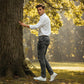Slim fit-jeans med slitte detaljer for herre