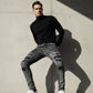 Slim fit-jeans med slitte detaljer for herre