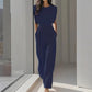 Ensfarget Jumpsuit med Vide Ben for Damer – Elegant, Komfortabel og Allsidig for Enhver Anledning