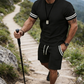 ✨ 55 % rabatt🔥 2-delers sett for menn: stripete T-skjorte og shorts