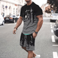 👕 50 % RABATT NÅ! 🔥 Sett med T-skjorte og shorts med grafisk trykk for menn – mykt stoff, iøynefallende design og perfekt for sommerdager ☀️