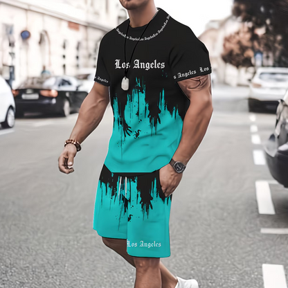 👕 50 % RABATT NÅ! 🔥 Sett med T-skjorte og shorts med grafisk trykk for menn – mykt stoff, iøynefallende design og perfekt for sommerdager ☀️
