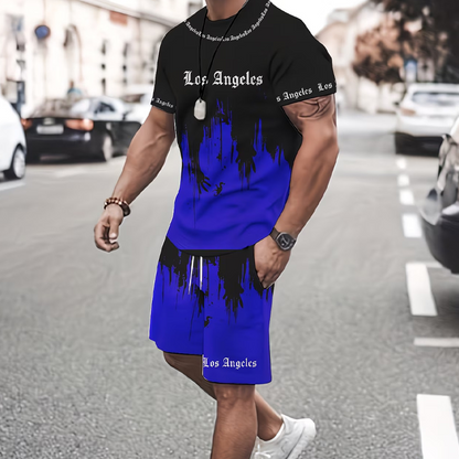 👕 50 % RABATT NÅ! 🔥 Sett med T-skjorte og shorts med grafisk trykk for menn – mykt stoff, iøynefallende design og perfekt for sommerdager ☀️