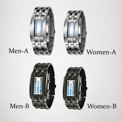⌚ 50 % RABATT NÅ! 💙 Binær LED-klokke for menn – rustfritt stål og unik skjerm – sporty, moderne og vanntett 🛡️.