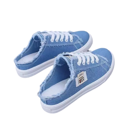 👟 60% RABATT! 👖 Dame Denim Mule-sneakers – enkel å ta på, komfortabel såle ✅ perfekt til en uformell sommerlook ☀️