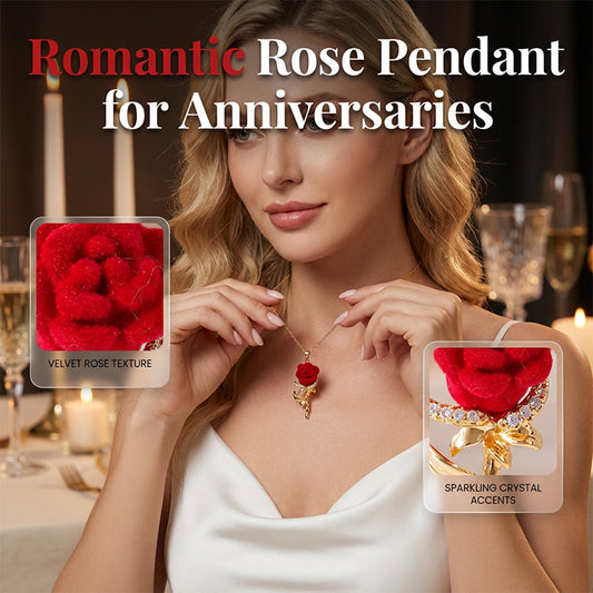 Elegant Halskjede med Rød Rose Anheng