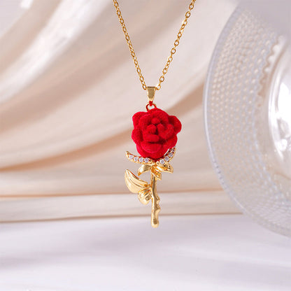 Elegant Halskjede med Rød Rose Anheng