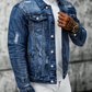 Herre casual denimjakke med vintage-vasket og slitt look