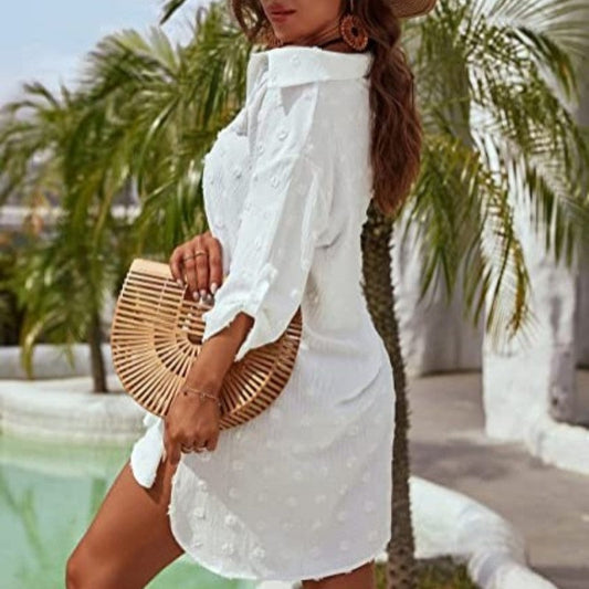 Avslappet oversized skjorte i jacquardchiffon for dame