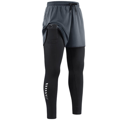 🏃‍♂️ 50 % RABATT NÅ! 💨 Menns 2-i-1 løpetights med shorts – kompresjon og hurtigtørk – sportstights med lomme til mobilen 📱👖