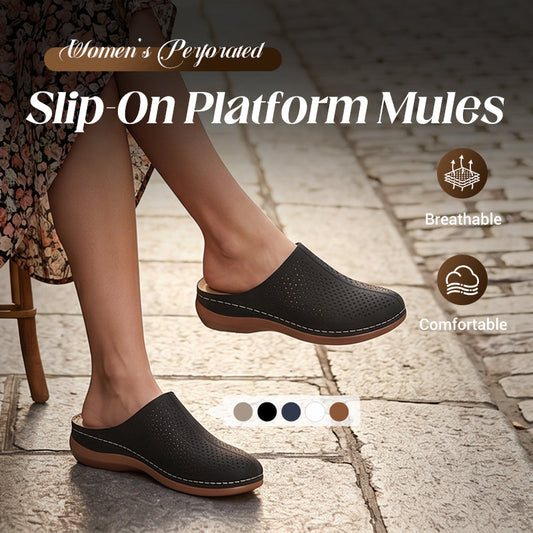 Slip-on Platåsandaler med Perforert Design for Dame