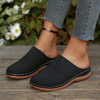 Slip-on Platåsandaler med Perforert Design for Dame