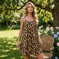 Leopardprint minikjole med spaghettistropper