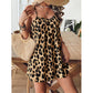 Leopardprint minikjole med spaghettistropper