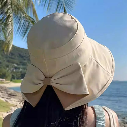 👒 BEGRENSET TILBUD – 50 % RABATT! ✨ Damehatt med bred brem og sløyfe – Sammenleggbar, 360° beskyttelse 🎀