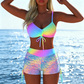 Bikinisett for Damer – Topp med Snøring og Boyshorts i Flere Stiler