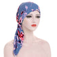 Ferdigknyttet Turban for Damer med Blomsterprint – Mykt og Elastisk Hodeskjerf