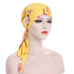 Ferdigknyttet Turban for Damer med Blomsterprint – Mykt og Elastisk Hodeskjerf