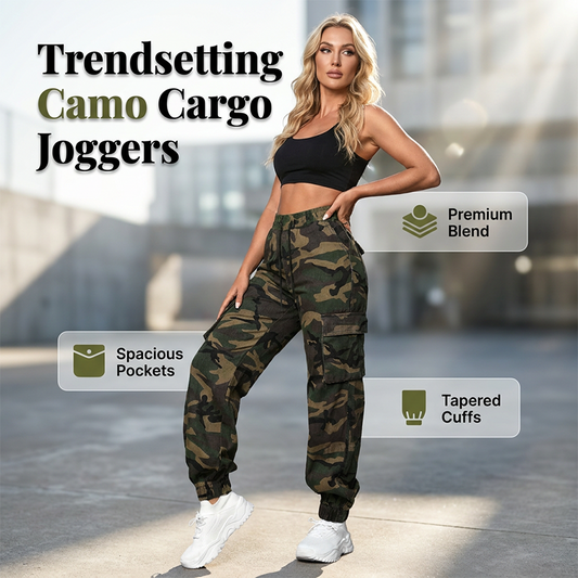 Kamuflasje cargojoggebukser for kvinner