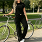 ⏰🔥 TIDSBEGRENSET – 50% RABATT! 🔥 Avslappet 2-delt sett for kvinner – kortermet topp og vidbenede bukser 👚👖