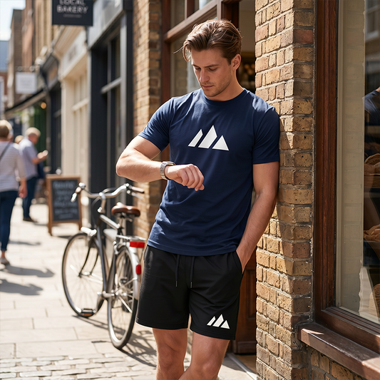 📢📢50% RABATT!! ⏰Herre kortermet T-skjorte & shorts med snøring sett