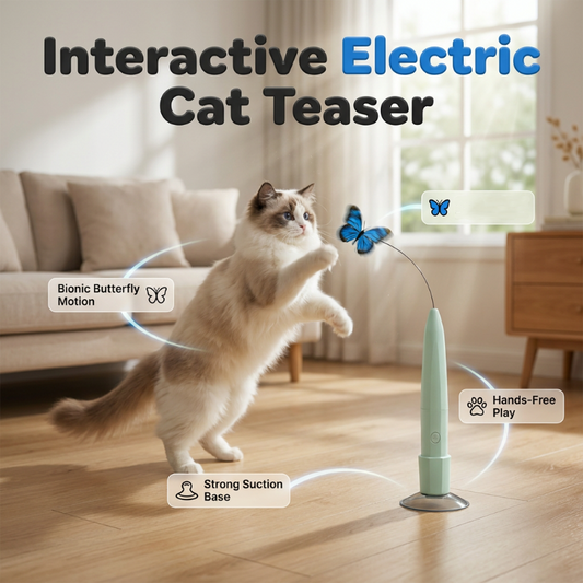 ⏳Kun for en kort tid – 50 % RABATT ⏰🐱🦋 Elektrisk katteleke med roterende sommerfugl og sugekopp