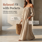 🎉 BEGRENSET TID 50% RABATT! 👗 Damekjole Off-Shoulder Maxi – Lykteærmer, Avslappet Passform & Sidelommer 🌸