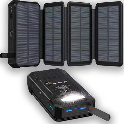 🔋 50 % RABATT! ☀️ Solær Powerbank 20000mAh med LED-lommelykt – Solær ladefunksjon, høy kapasitet & sterkt lys – Ideell for utendørs, camping og nødstilfeller 🔦